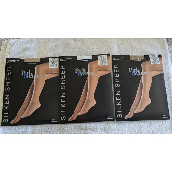 Park Avenue Silken Sheer Lot of 3 NIP pantyhose, 3X-4X, Two Beige, One Black - Picture 1 of 9